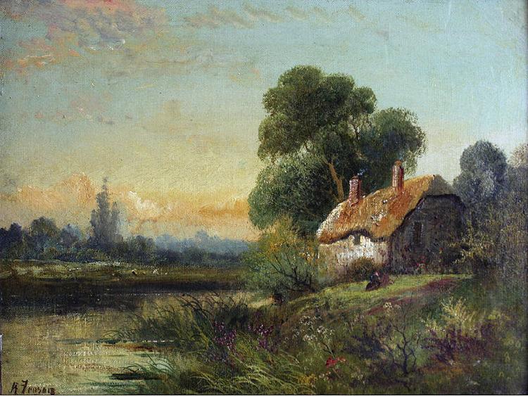 Robert Fenson View with a Cottage by a Stream Sweden oil painting art